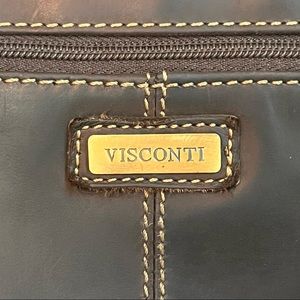 Visconti Women's Large Leather Flap-Over Shoulder Bag - Navy Crossbody Messenger - View #12